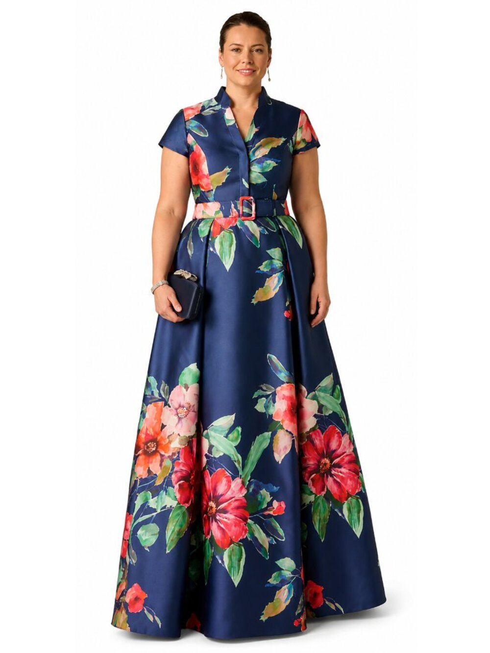 NWT Adrianna Papell Oversized Floral Mikado Gown – Couture-Inspired Formal Dress - Picture 2 of 6